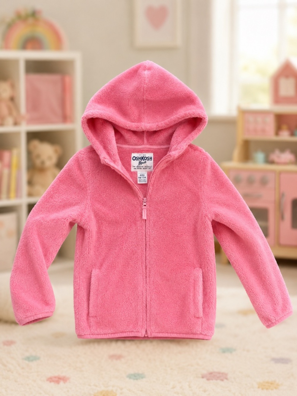 OshKosh B'gosh Plush Fleece Hoodie – Girls 6/6X (6–7 Years) 💗